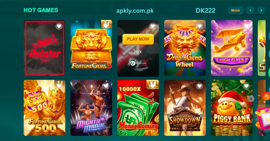 Multiple casino games available in DK222 Game play anyone and earn real money